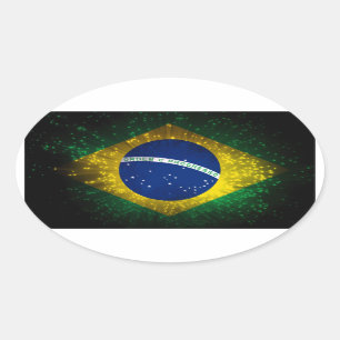 Brazilië Vlag Vuurwerk Ovale Sticker