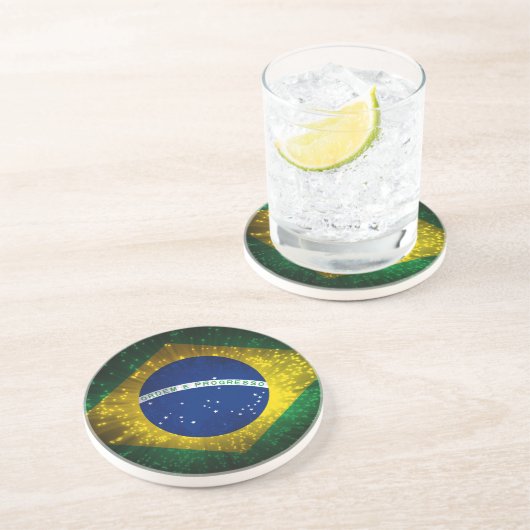 Brazilië Vlag Vuurwerk Zandsteen Onderzetter (Zijkant)