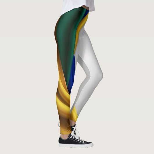 Brazilië vlag zijde textuur leggings (Rechts)