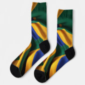 Brazilië vlag zijde textuur sokken (Links)