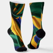Brazilië vlag zijde textuur sokken (Gebogen)