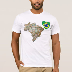 Brazilië Vlaggenhart en -kaart T-Shirt