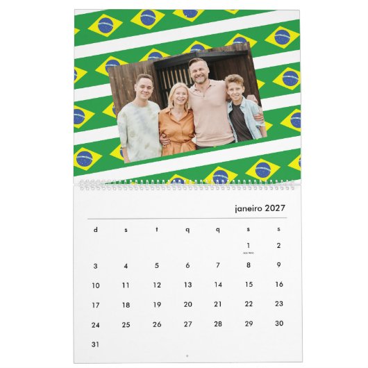 Brazilië | Voeg uw foto toe Braziliaanse vlag 2025 Kalender (Jan 2027)