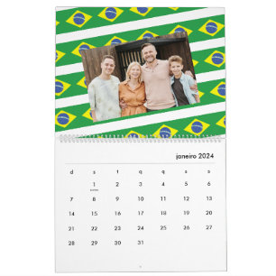 Brazilië   Voeg uw foto toe Braziliaanse vlag 2025 Kalender