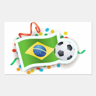 Brazilië, voetbal en vlag rechthoekige sticker