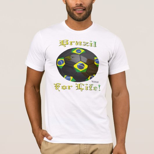 Brazilië Voetbal Fan 4 Mannen T-Shirt (Voorkant)