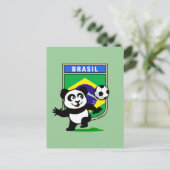 Brazilië Voetbal Panda Briefkaart (Staand voorkant)