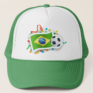 Brazilië, voetbalontwerp trucker pet