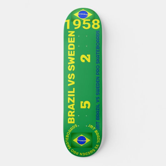 BRAZILIË VS ZWEDEN 1958 8 1/4" Skateboard Deck (Voorkant)