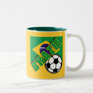 BRAZILIË World Soccer Fan Tshirts Tweekleurige Koffiemok