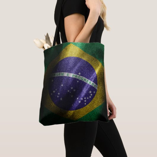 Brazilië zijde vlag tote bag (Dichtbij)