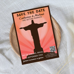Brazilië Zuid-Amerikaanse Reizen Poster Stijl QR C Save The Date