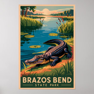 Brazos Bend State Park Texas Reizen Kunst Vintage Poster