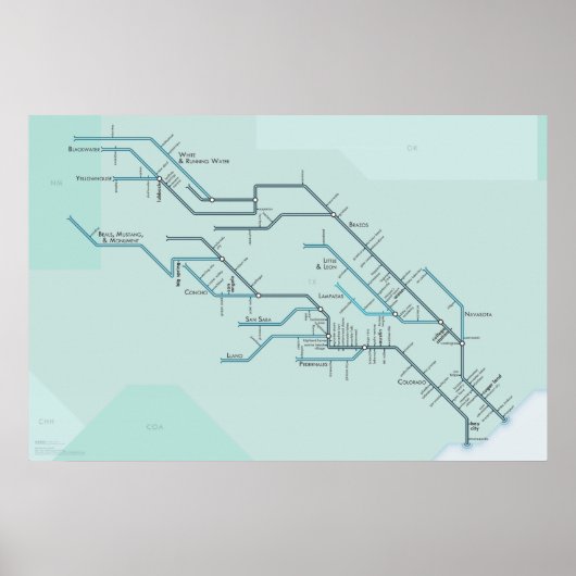 Brazos en Colorado Rivers Poster (Voorkant)