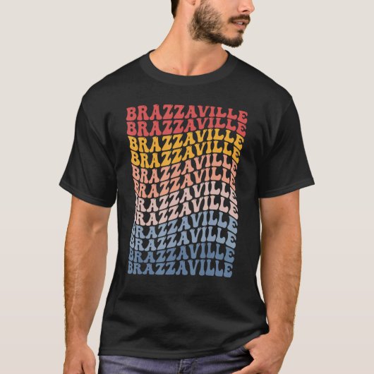 Brazzaville City Groovy Retro T-shirt (Voorkant)