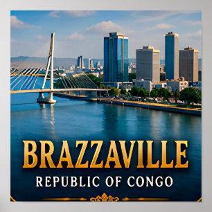 Brazzaville Congostroom en levendig stadsleven Poster