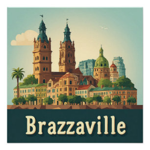🏙️ Brazzaville Kathedraal Stadsgezicht Urban Perfect Poster