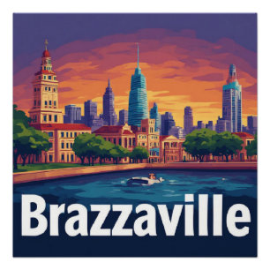 Brazzaville stadsgezicht met historische kathedraa perfect poster