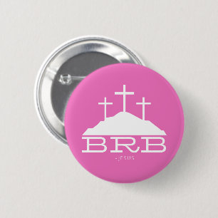 BRB Jesus Cross Calvary Religious Easter Christeli Ronde Button 5,7 Cm