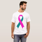 BRCA 1 & 2 Roze & Blauwgroen Bewustmaking Lint T-S T-shirt (Voorkant volledig)