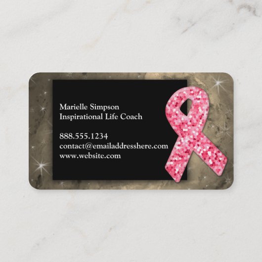 BRCA Roze Glitter Breast Cancer Survivor Coach Bu Visitekaartje (Achterkant)