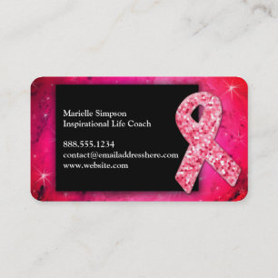 BRCA Roze Glitter Breast Cancer Survivor Coach Visitekaartje