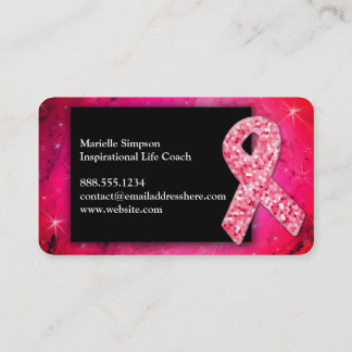 BRCA Roze Glitter Breast Cancer Survivor Coach Visitekaartje