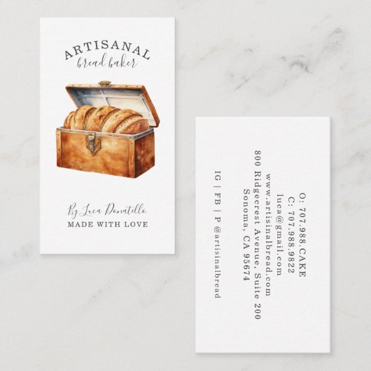 Bread Bakery Baker Business Card Visitekaartje (Voorkant / Achterkant)