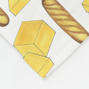 Bread Butter Baguette French Bakery Loaf Foodie Fleece Deken