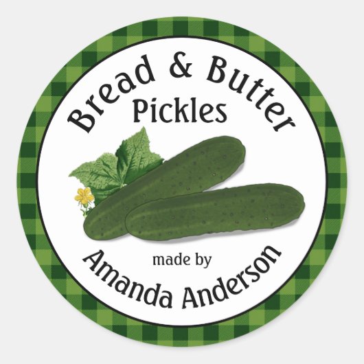 Bread & Butter Pickles Plaid  1,5"  Ronde Sticker (Voorkant)