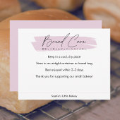 Bread Care Instructions Pink Simple Script Bedankkaart