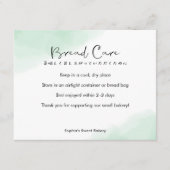 Bread Care Instructions Simple Green Watercolor Bedankkaart (Voorkant)