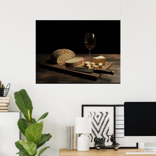 Bread, Cheese, and Wine Poster (Thuiskantoor)