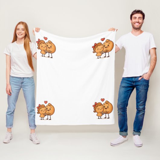 Bread of Love – Schattige en uniek Cartoon ontwerp Fleece Deken (In situ)