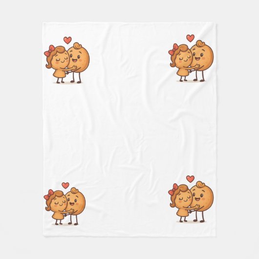 Bread of Love – Schattige en uniek Cartoon ontwerp Fleece Deken (Voorkant)