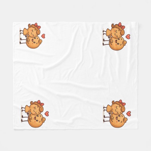 Bread of Love – Schattige en uniek Cartoon ontwerp Fleece Deken (Voorkant (Horizontaal))