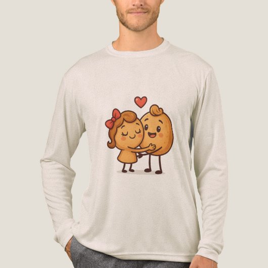 Bread of Love – Schattige en uniek Cartoon ontwerp Tri-Blend Shirt (Voorkant volledig)