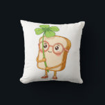 Bread Tony Lucky Clover – Cute Bread-Throw Pillow Kussen<br><div class="desc">A cute bread character named Bread Tony holding a lucky four-leaf clover. This adorable cartoon food illustration brings a cheerful and lucky vibe, perfect for anyone who loves cute characters, food mascots, and positive energy.</div>