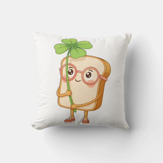 Bread Tony Lucky Clover – Cute Bread-Throw Pillow Kussen (Voorkant)