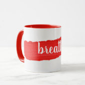 BREADE tekst op rode verf Mok (Voorkant links)