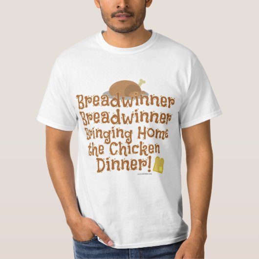 Breadwinnaar Chicken Dinner Cartoon Funny Design T-shirt (Voorkant)