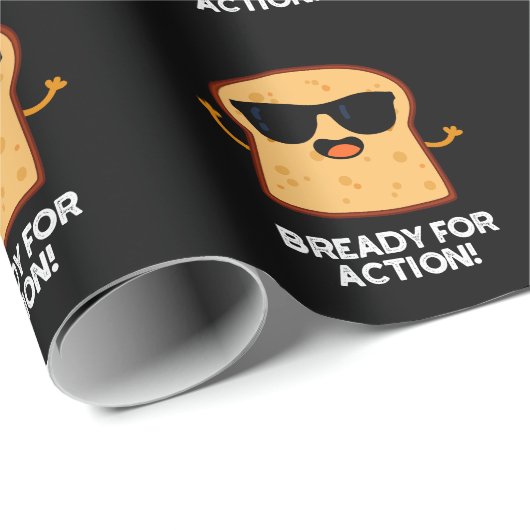 Bready for Action Funny Bread Pun Dark BG Cadeaupapier (Rol Hoek)