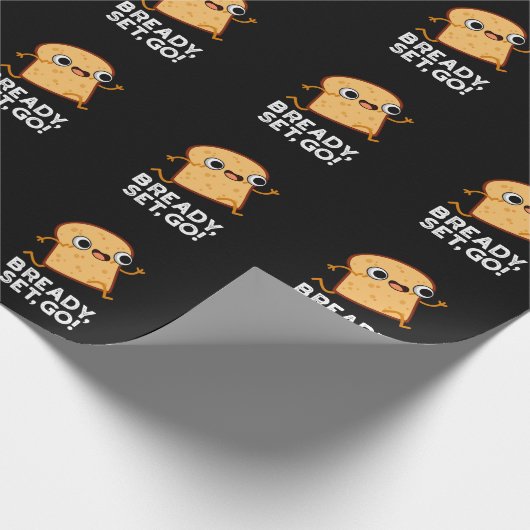 Bready set Go Funny Running Bread Pun Dark BG Cadeaupapier (Hoek)