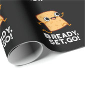 Bready set Go Funny Running Bread Pun Dark BG Cadeaupapier (Rol Hoek)