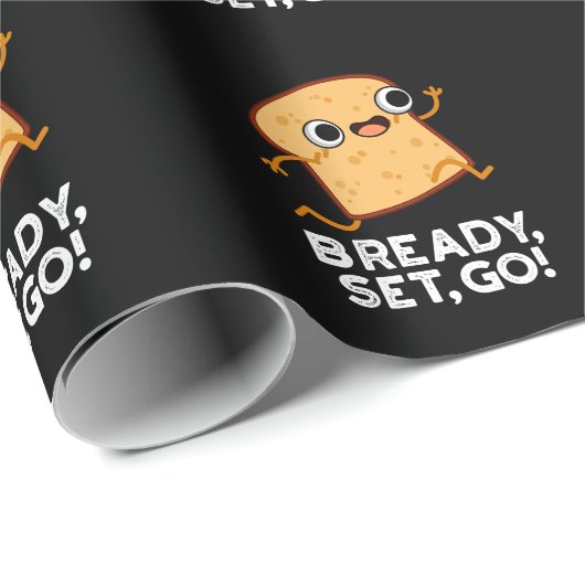 Bready set Go Funny Running Bread Pun Dark BG Cadeaupapier (Rol Hoek)