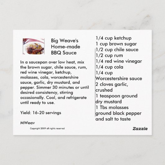 Break Bread Recipe Card Collectie BBQ Sauce Briefkaart (Achterkant)