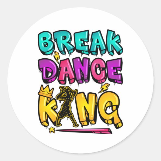 Break Dance King Ronde Sticker (Voorkant)