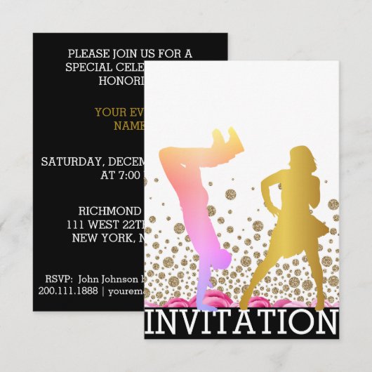 Break Dance School Dico Hip Hop Vip Roos Ombre Kaart (Voorkant / Achterkant)