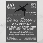 Break Dancer Silhouette, Dance Lesson Adverteren Flyer (Voorkant)