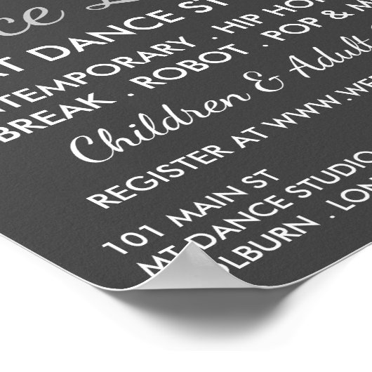 Break Dancer Silhouette, Dance Lesson Adverteren Poster (Hoek)